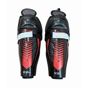 Bauer Lil Sport Youth Ice Hockey Shin Guards 10" Black Red S18